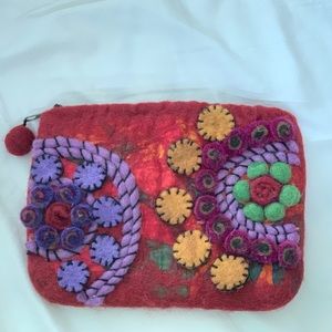 Brand new hand made boiled wool clutch